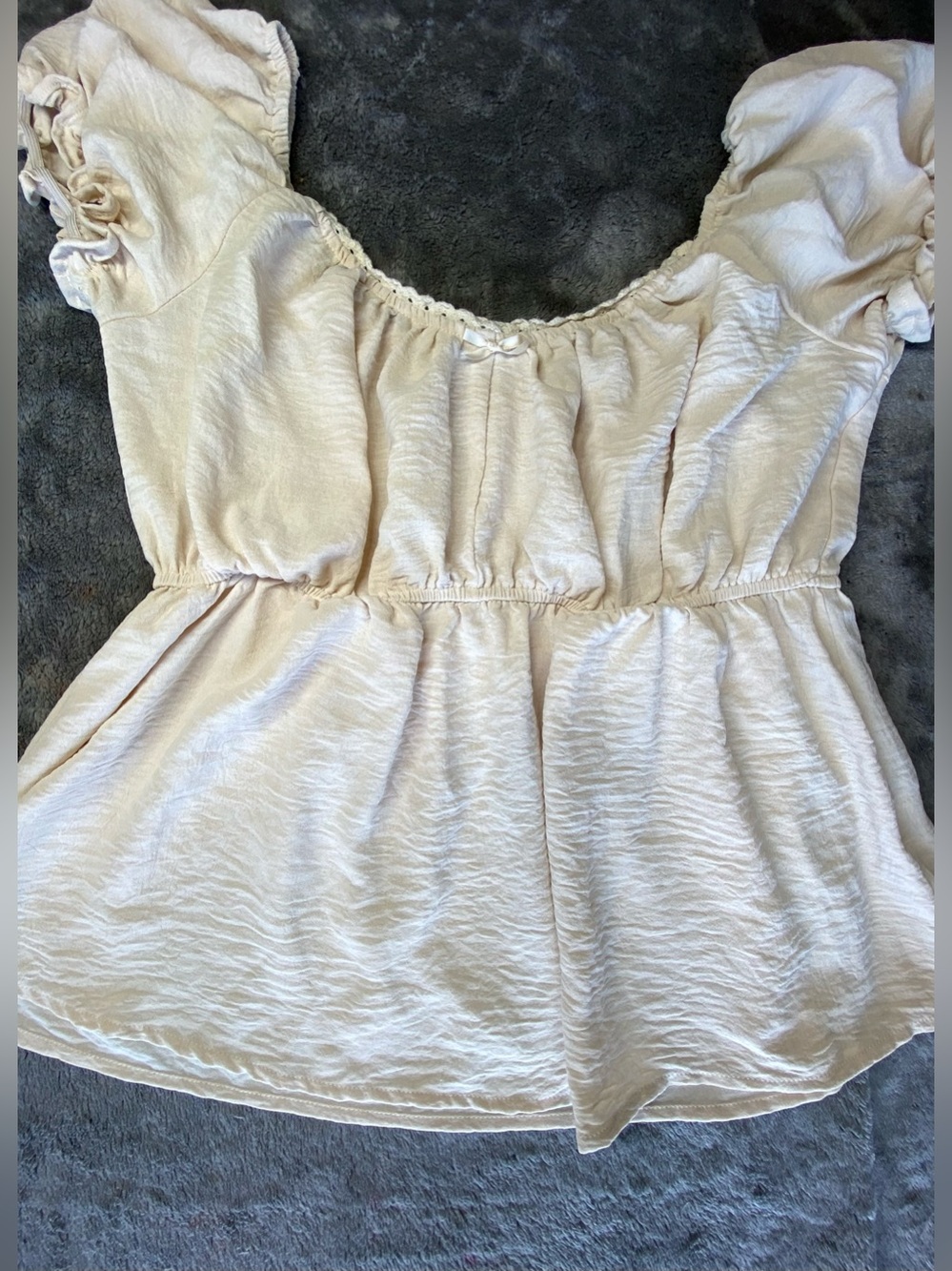 Cream Off Shoulder Boho Peasant Blouse